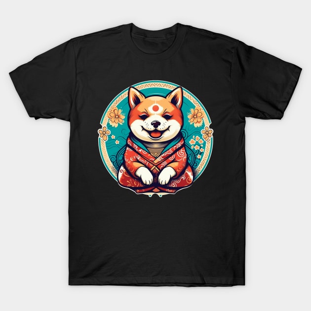 Shiba Inu in japanese kimono T-Shirt by GreenMary Design